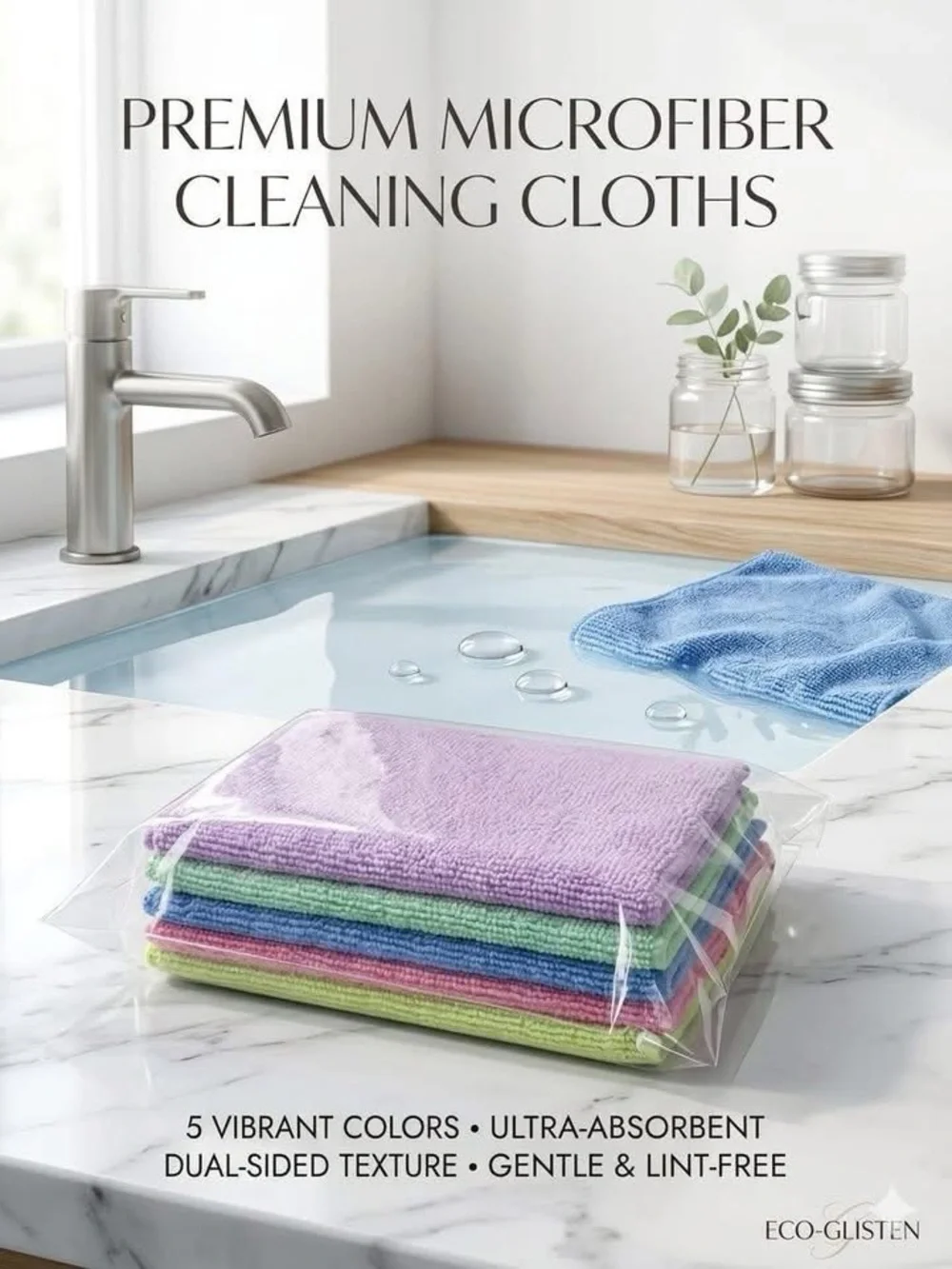10 Premium Microfiber Cleaning Cloths - Pastel Assorted (5 colors)